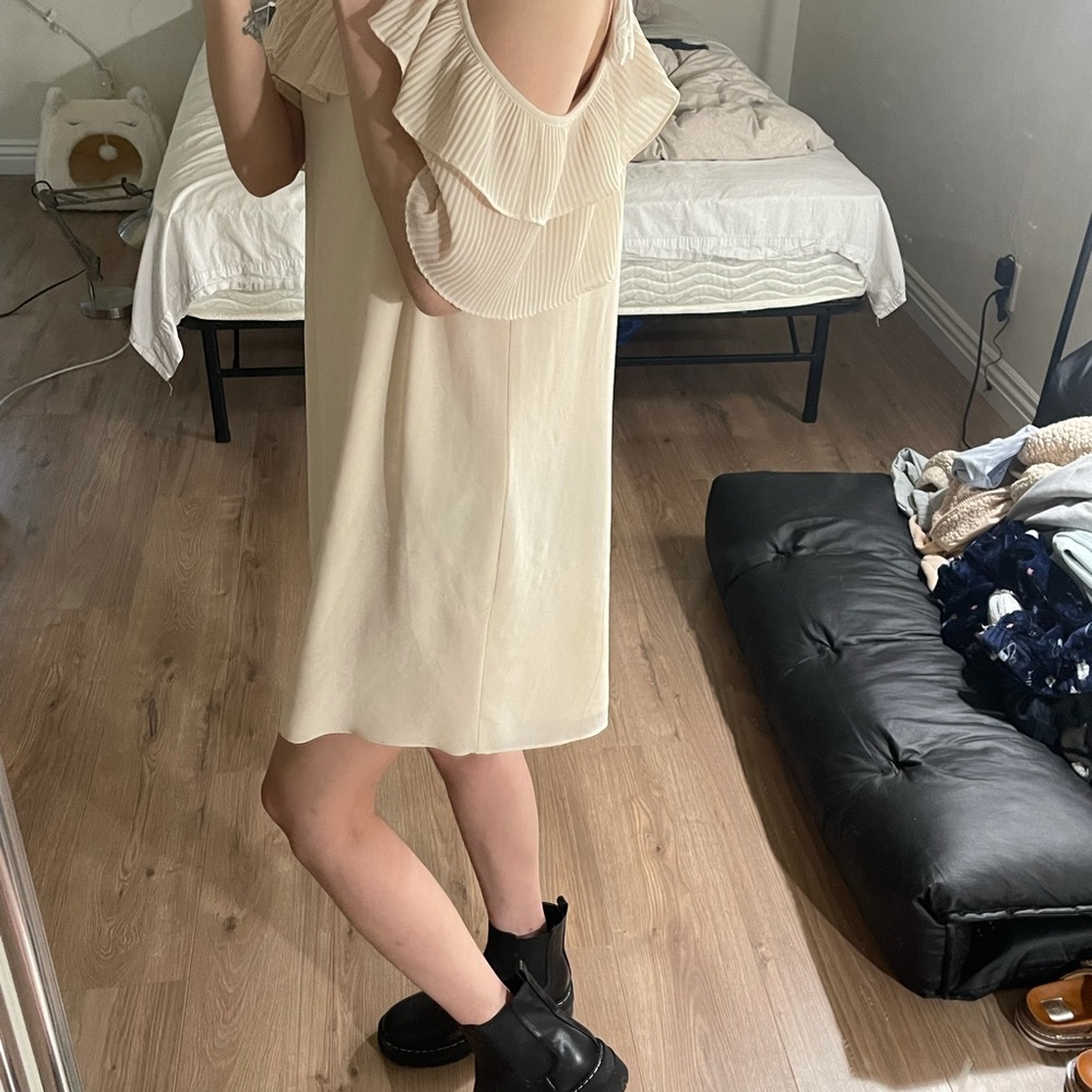 Blush Off-Shoulder Ruffle Shift Dress - Picture 2 of 6